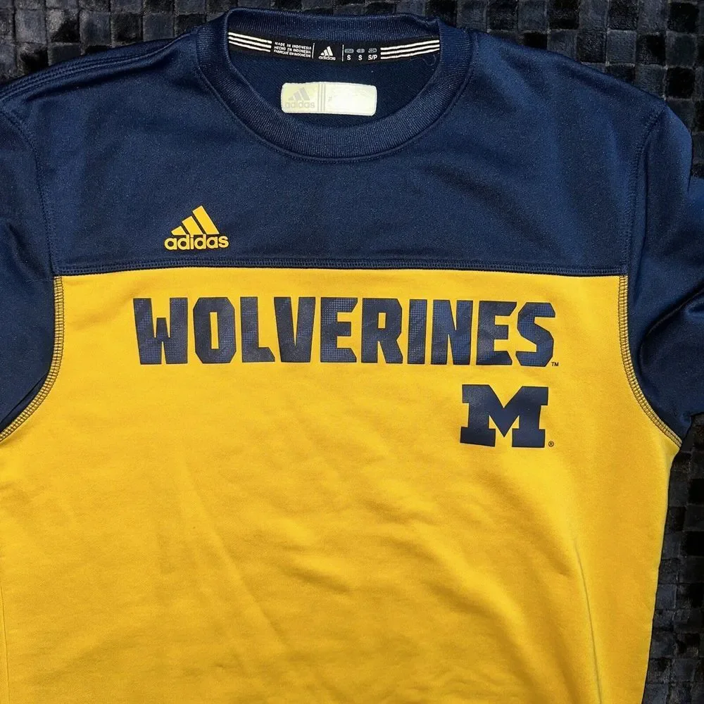 Adidas Michigan Wolverines Pullover‎ Men's Small Climalite Long Sleeve UofM